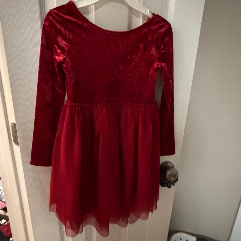 Cat & Jack Red Velvet Kids Casual Dress